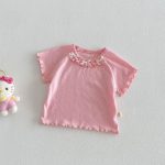 【73-120cm】Tシャツ ベビー 女の子 フリル 蝶結び - 画像 (7)