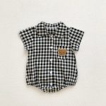 【66-90cm】ロンパース ベビー チェック クマロゴ - 画像 (6)