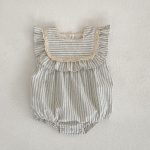 【66-130cm】ロンパース or ワンピース ベビー 女の子 ストライプ フリル - 画像 (5)