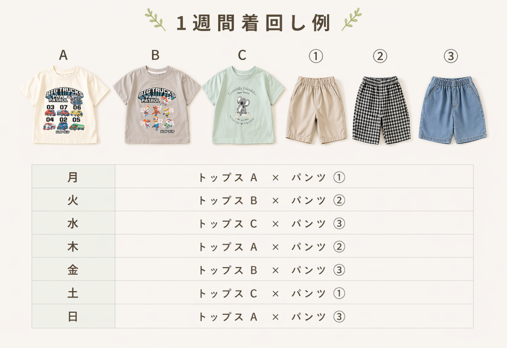 子ども服の1週間着回しアイデア｜ムリなく回せるコツ
