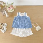 【73-110cm】セットアップ ブルーチェック トップス＆パンツ - 画像 (8)