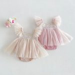 【66-90cm】ロンパース フリル メッシュ 可愛い 女の子 - 画像 (2)