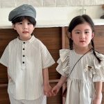 【80-150cm】セットアップorワンピース ストライプ 兄妹お揃いコーデ - 画像 (16)
