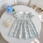 【66-130cm】ロンパースorワンピース ブルー 花柄 姉妹服 - 画像 (6)