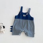 【予約販売】【73-100cm】サロペット ブルー ストライプ カジュアル ベビー服