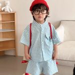 【80-150cm】セットアップorワンピース ライトブルーチェック - 画像 (10)