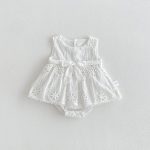 【73-110cm】ロンパース 蝶結び ホワイト シンプル 女の子 - 画像 (8)