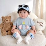 【予約販売】【66-100cm】ロンパース 可愛い ゾウ柄 ベビー服