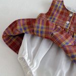 【66-90cm】ロンパース レッド チェック 可愛い ベビー服 - 画像 (12)