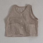 【73-100cm】セットアップ ベビー 韓国風 チェック ベスト&ショートパンツ - 画像 (9)