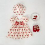 【73-110cm】ワンピース レッド 蝶結び柄 可愛い 女の子 - 画像 (9)