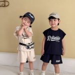 【80-150cm】セットアップ キッズ 男女兼用 韓国風 英字プリント - 画像 (6)