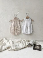 【66-90cm】ロンパース ベビー 韓国風 フリル襟 小花柄 - 画像 (10)