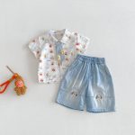 【73-100cm】Tシャツorパンツ 半袖 スター柄 カジュアル