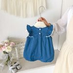 【66-90cm】ロンパース デニム フリル - 画像 (4)