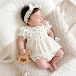 【66-90cm】ロンパース 可愛い レース ドット 赤ちゃん服 - 画像 (4)