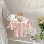 【73-100cm】Tシャツ 半袖 可愛い襟 トップス - 画像 (14)