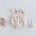 【66-90cm】ロンパース イチゴ柄 フリル 可愛い ベビー服 - 画像 (2)