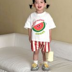 【80-150cm】二点セット 兄妹お揃い フルーツ シャツ＆ストライプパンツ 可愛い - 画像 (13)