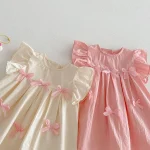 【80-130cm】ワンピース ベビー 女の子 肩フリル リボン - 画像 (9)