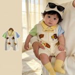 【66-100cm】ロンパース クマ 可愛い 半袖 ベビー服
