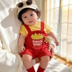 【66-90cm】レイヤードロンパース フライドポテト 可愛い ベビー服 - 画像 (4)