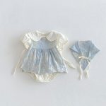 【66-90cm】セットアップ フラワー刺繡 ロンパース&帽子 - 画像 (5)