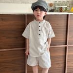 【80-150cm】セットアップorワンピース ストライプ 兄妹お揃いコーデ - 画像 (9)