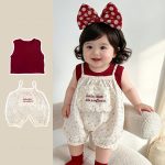 【73-100cm】サロペット&シャツ 可愛い フラワー柄 セットアップ - 画像 (2)