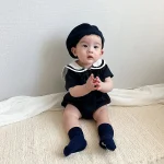 【66-90cm】ロンパース ベビー 丸襟 セーラー風 - 画像 (6)