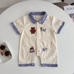 【66-100cm】ロンパース ブルー襟 可愛い ベビー服 - 画像 (5)