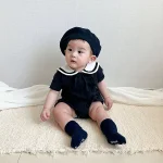 【66-90cm】ロンパース ベビー 丸襟 セーラー風 - 画像 (5)