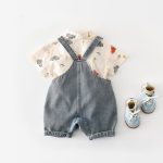 【73-100cm】セットアップ 車柄 デニム サロペット&シャツ - 画像 (6)