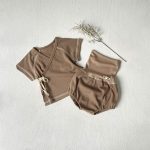 【66-90cm】セットアップ ベビー 韓国風 無地 ワッフル - 画像 (3)