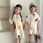 【80-150cm】セットアップorワンピース 落書き 兄妹お揃い - 画像 (10)