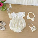 【66-140cm】 ロンパース or ワンピース ベビー フリル袖 リボン付き - 画像 (9)