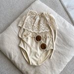 【80-130cm】水着 透かし彫りデザイン ストラップ スイムウェア - 画像 (2)