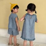 【80-150cm】セットアップ/ワンピース レトロ フリル カジュアル 兄妹お揃い - 画像 (10)