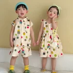 【80-150cm】セットアップ or ワンピース キッズ 韓国風 ドット