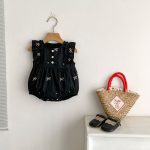 【90-130cm】ロンパースorワンピース 蝶結び柄 ブラック 姉妹服 - 画像 (8)