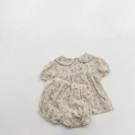 【73-100cm】セットアップ ベビー 女の子 韓国風 小花柄 丸襟 - 画像 (16)