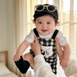【66-100cm】セットアップ 可愛い パンダ サロペット＆シャツ - 画像 (12)