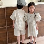 【80-150cm】セットアップorワンピース ストライプ 兄妹お揃いコーデ - 画像 (13)