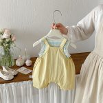 【66-90cm】セットアップ イエロースター サロペット&シャツ - 画像 (4)