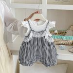【66-90cm】セットアップ ブラック チェック サロペット＆シャツ - 画像 (8)