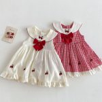 【73-120cm】ワンピース 蝶結び付き ノースリーブ 女の子 おしゃれ