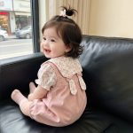 【73-100cm】セットアップ ピンク ウサギ サロペット＆ブラウス - 画像 (4)