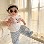 【80-120cm】セットアップ ゾウ柄 シャツ&ストライプパンツ - 画像 (7)