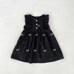 【90-130cm】ロンパースorワンピース 蝶結び柄 ブラック 姉妹服 - 画像 (11)