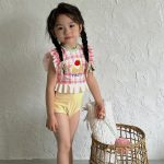 【90-140cm】水着 可愛い カラフル チェック柄 フリル - 画像 (2)